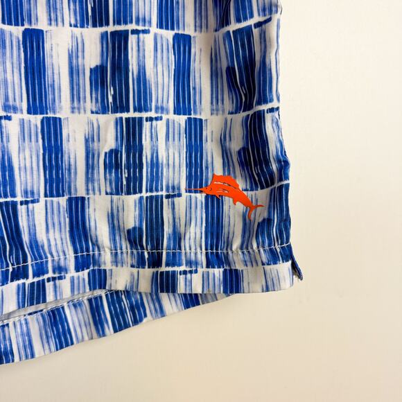 Tommy Bahama Baja Tasmania Tiles Swim Trunks Blue White - M - Picture 2 of 9